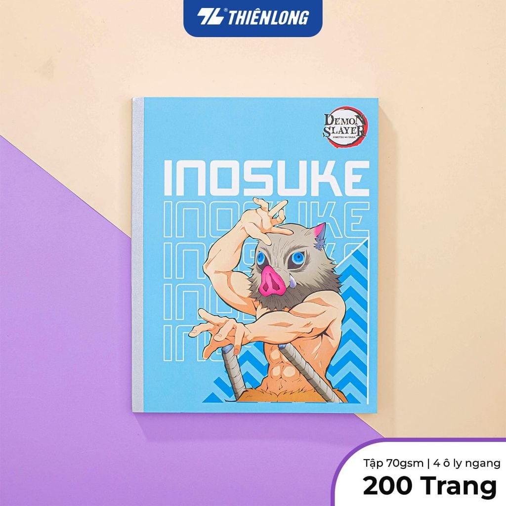 Tập vở Thiên Long 96/200 trang 4 ô ly ngang 2mm 70gsm - dành cho học sinh, sinh viên - Phiên bản Demon Slayer