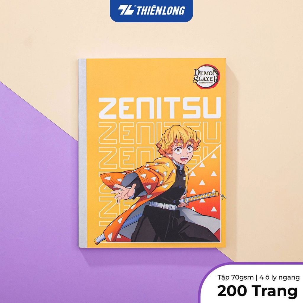 Tập vở Thiên Long 96/200 trang 4 ô ly ngang 2mm 70gsm - dành cho học sinh, sinh viên - Phiên bản Demon Slayer