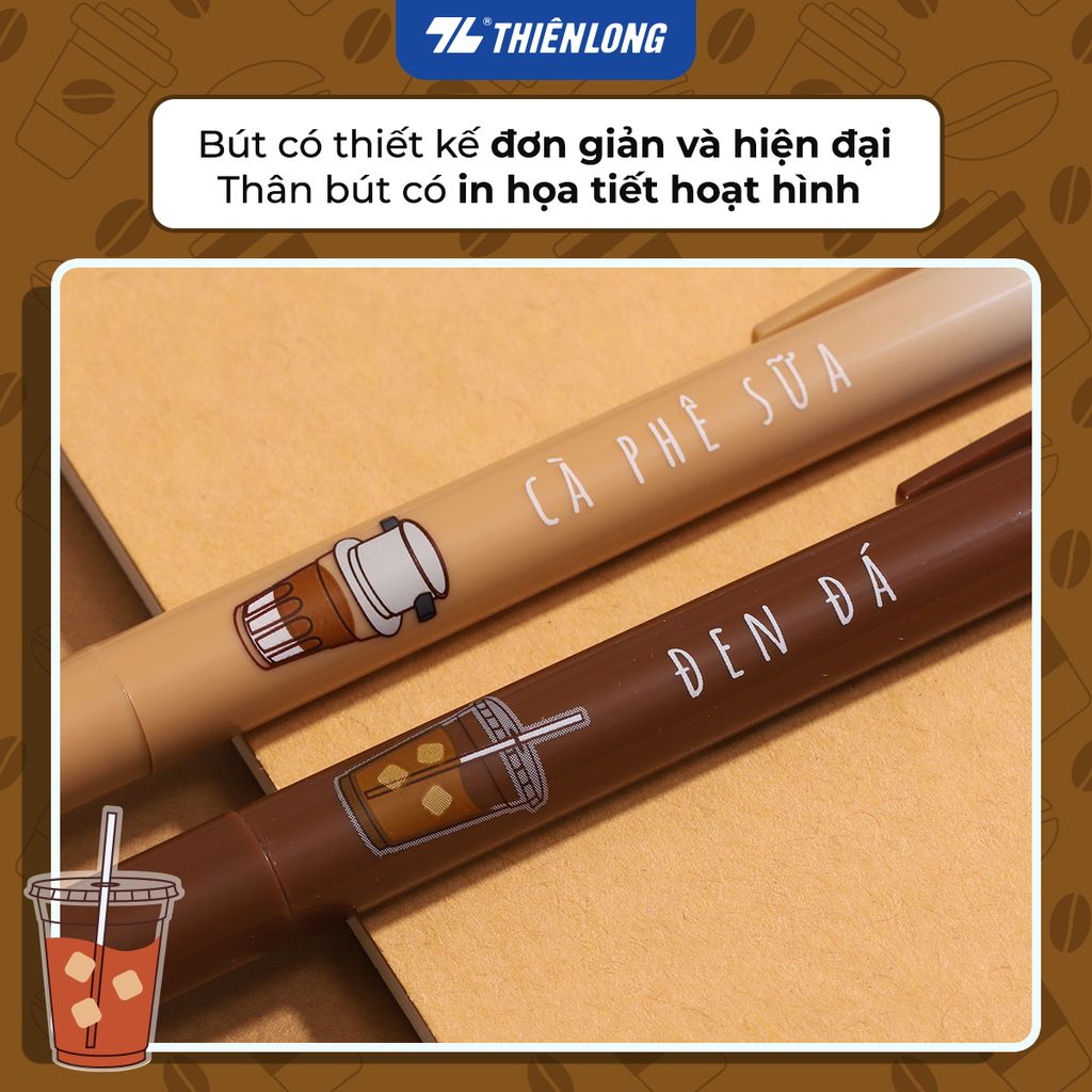 Combo 5/10/20 Bút gel B - Buttersmooth Gel Thiên Long GELB-032 - Premium Tip viết êm, trơn - Mực Xanh - Phiên bản Cà phê - Thân ngẫu nhiên