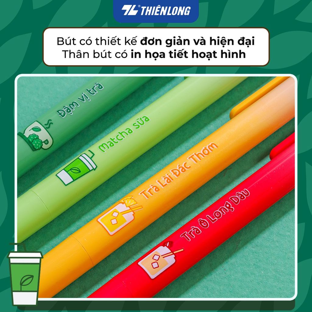 Combo 5/10/20 Bút gel B - Buttersmooth Gel Thiên Long GELB-031 - Premium Tip viết êm, trơn - Mực Xanh - Phiên bản Trà - Thân ngẫu nhiên