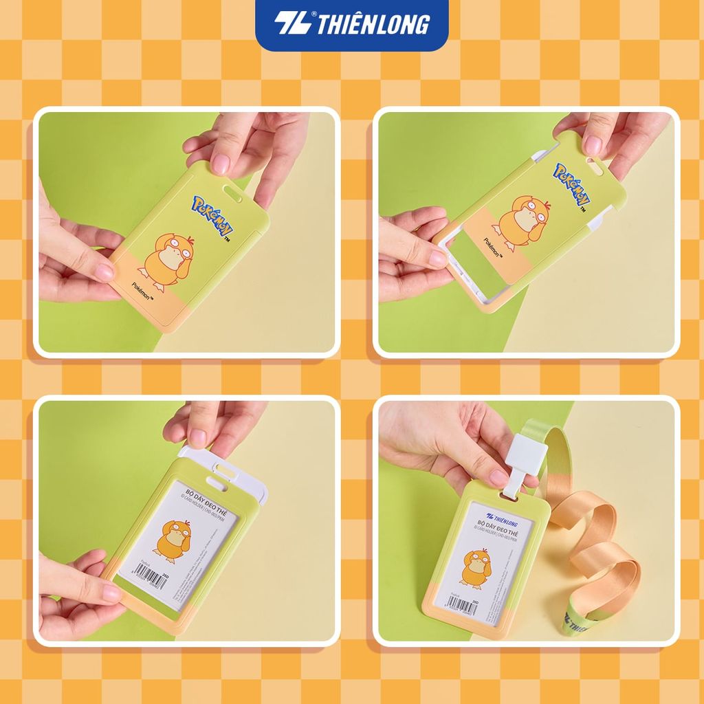 Bộ dây đeo thẻ Thiên Long Pokémon – ID card holder nắp trượt ABS cao cấp
