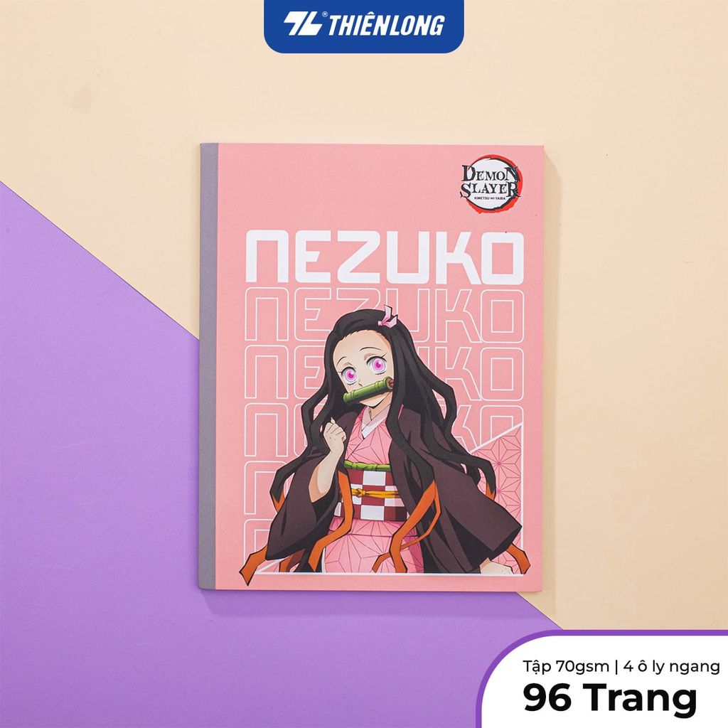 Tập vở Thiên Long 96/200 trang 4 ô ly ngang 2mm 70gsm - dành cho học sinh, sinh viên - Phiên bản Demon Slayer