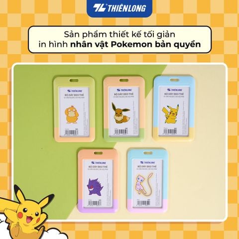 Bộ dây đeo thẻ Thiên Long Pokémon CHD-003/PKM – ID card holder nắp trượt ABS cao cấp