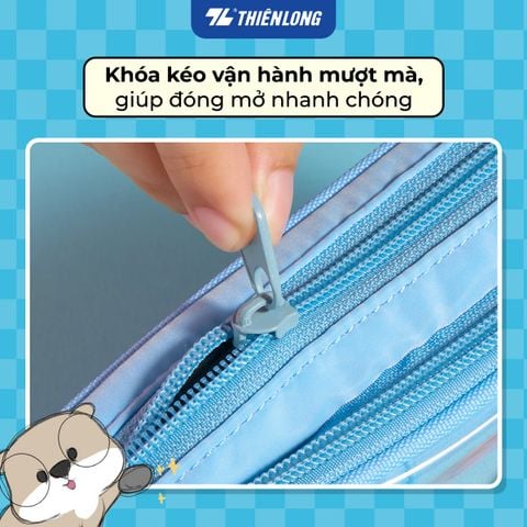 Túi - Bóp viết Thiên Long Joyee họa tiết thú cưng dễ thương PCA-025/JO – Hộp bút dây kéo chất liệu chống thấm