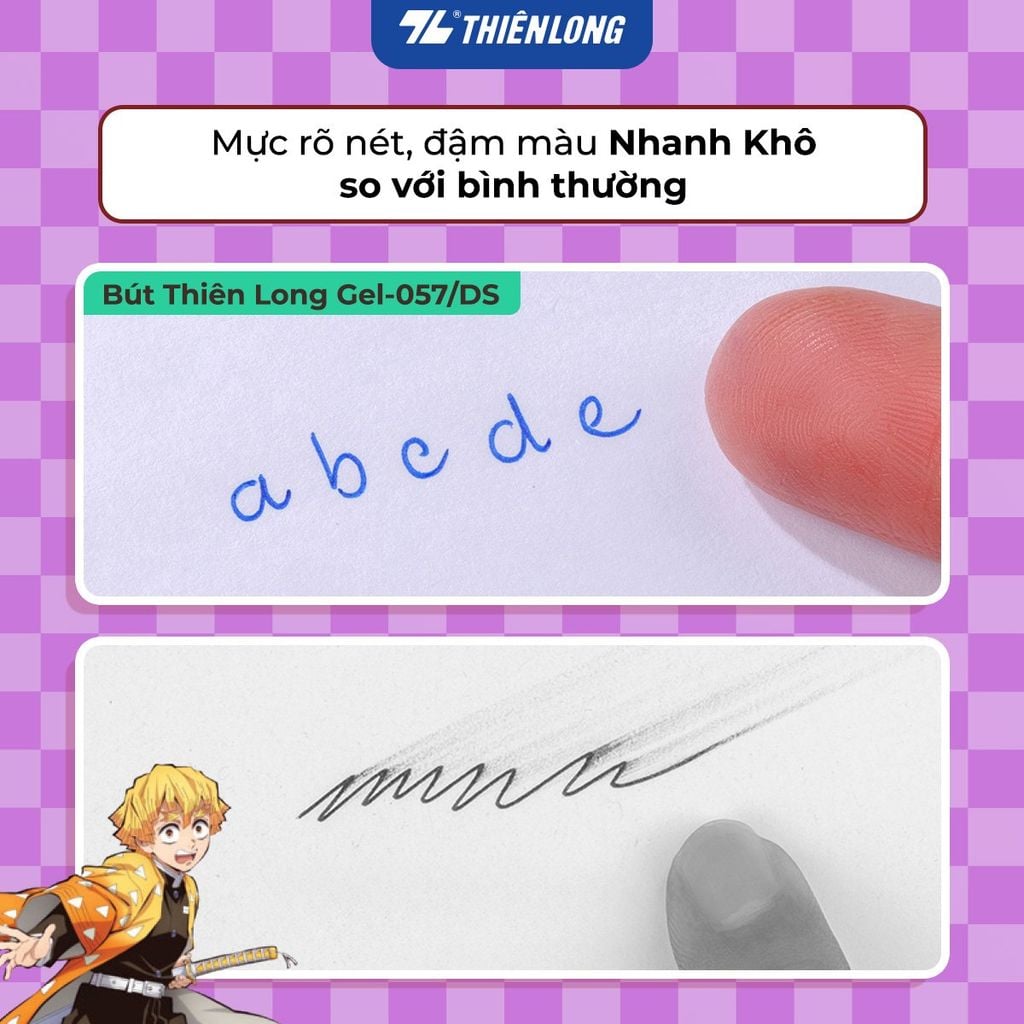 Bút gel Quick Dry Thiên Long Demon Slayer GEL-057/DS - Mực khô siêu nhanh - Mực Xanh