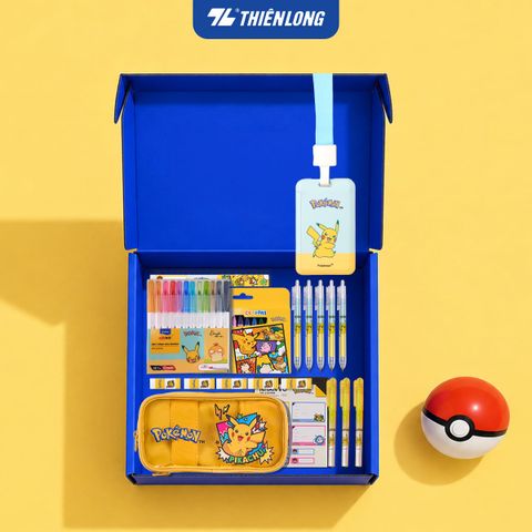 Bộ sưu tập học cụ Thiên Long Pokémon – Set quà tặng hình ảnh Pikachu bản quyền - Mẫu ngẫu nhiên