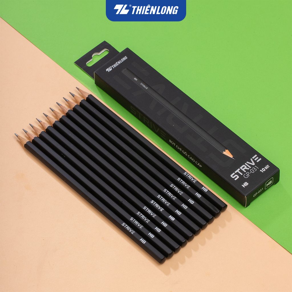 Combo 10 Bút chì gỗ HB - 2B Strive Thiên Long