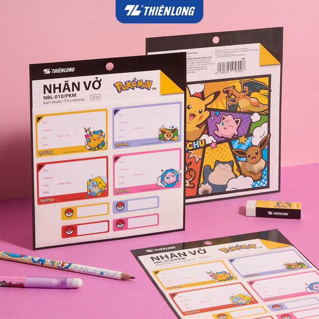 Nhãn vở - Nhãn tập Thiên Long Pokémon NBL-010/PKM