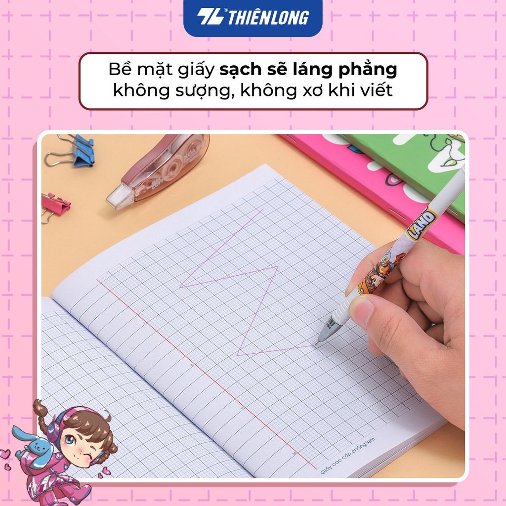 Tập học sinh chống lem 96 trang 4 ô ly vuông 2mm 120gsm Thiên Long NB-121/AK - Akooland thế giới học cụ thần kỳ - Mẫu ngẫu nhiên