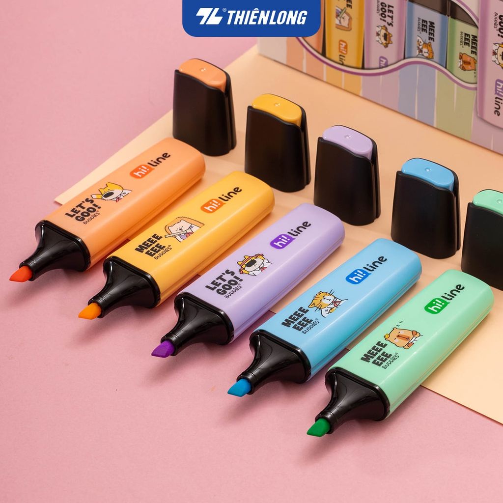 Bút dạ quang màu Pastel Hi! Line Thiên Long HL-023 - Đầu bút siêu mềm, lướt giấy nhẹ êm