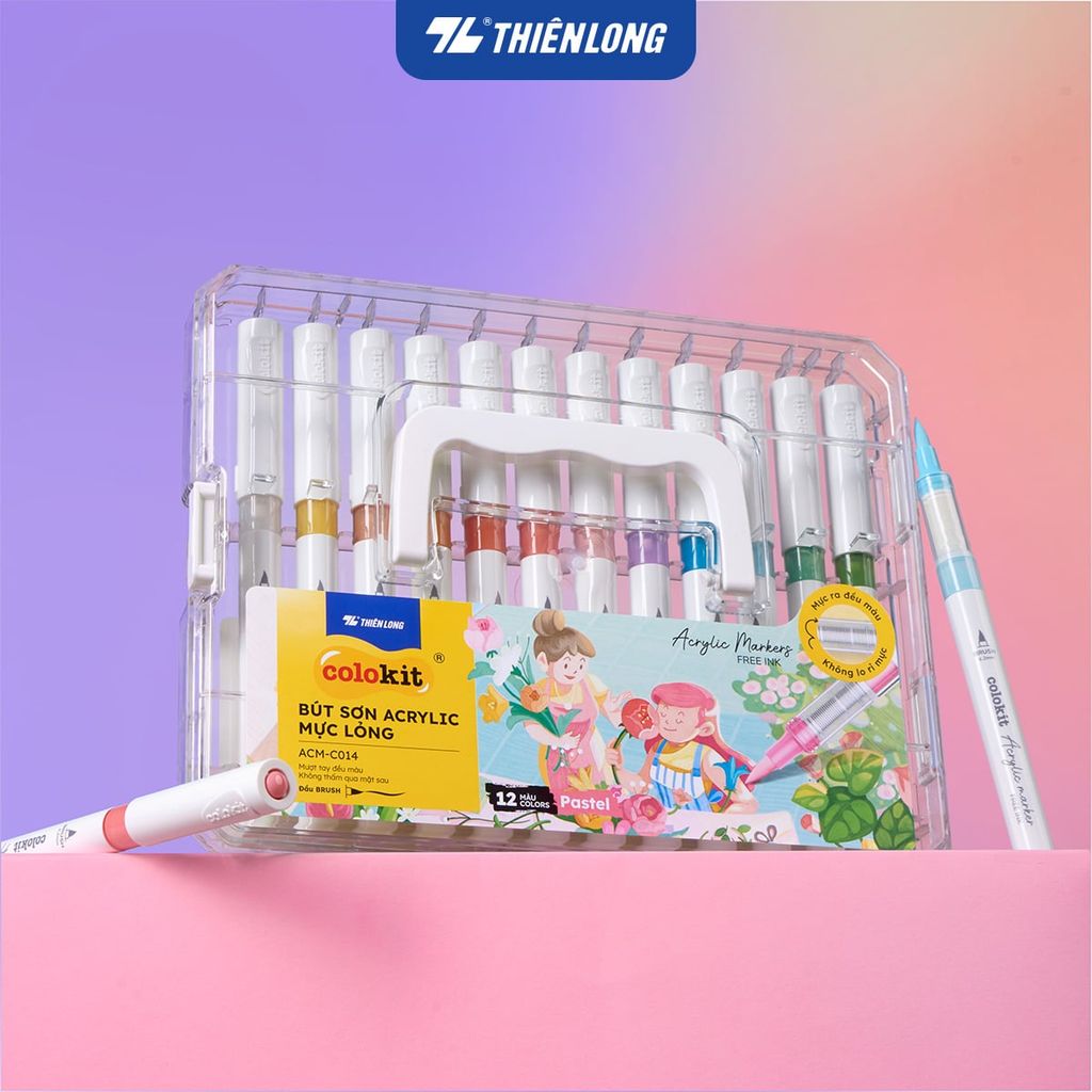 Pastel Acrylic Markers Bút sơn/ Bút lông 6/12/24 màu ThiênLong Colokit - Màu sắc tươi sáng, Mượt tay đều màu