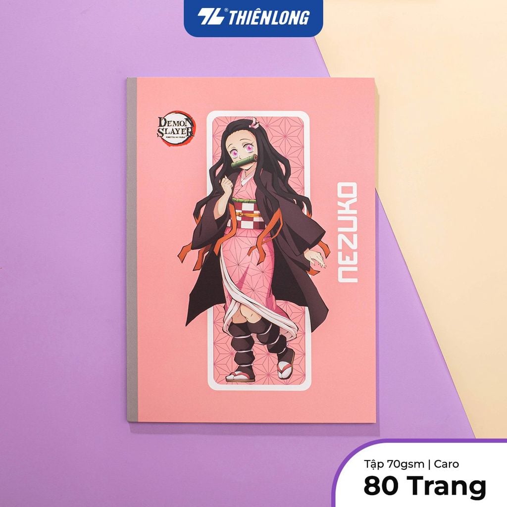 Tập vở Thiên Long 80/120 trang kẻ caro 6mm 70gsm - dành cho học sinh, sinh viên - Phiên bản Demon Slayer