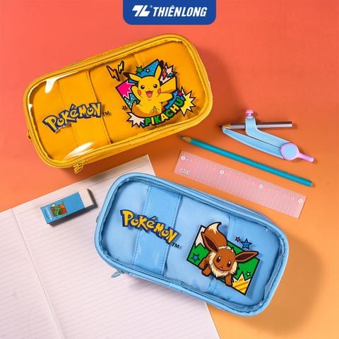 Túi - Bóp đựng bút viết Thiên Long Pokémon Premium PCA-024/PKM – Hộp Bút Dây Kéo Hình Pikachu & Eevee