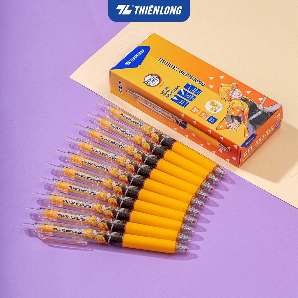 Combo 5/10/20 Bút gel Quick Dry Thiên Long Demon Slayer GEL-057/DS - Mực khô siêu nhanh - Mực Xanh