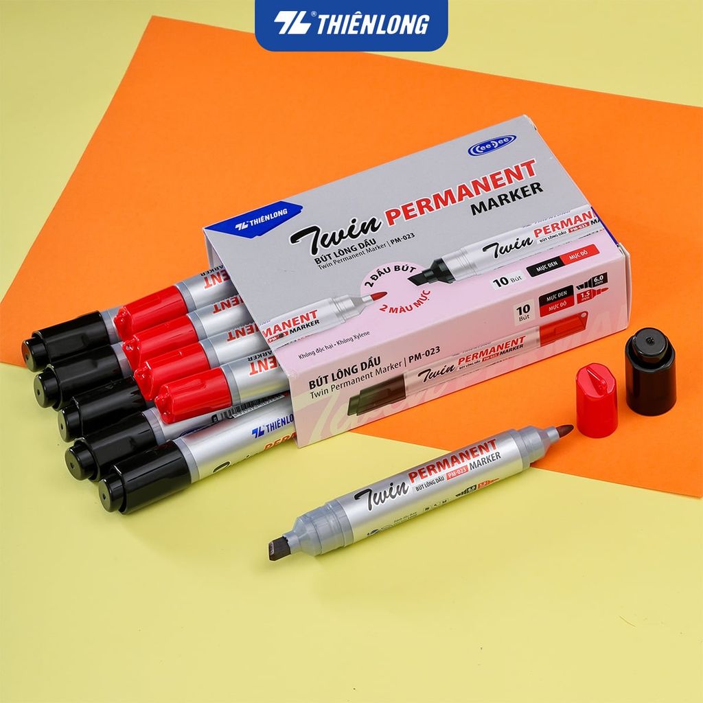 Combo 10 Bút lông dầu 2 đầu mực - Twin Permanent Marker Thiên Long PM-023