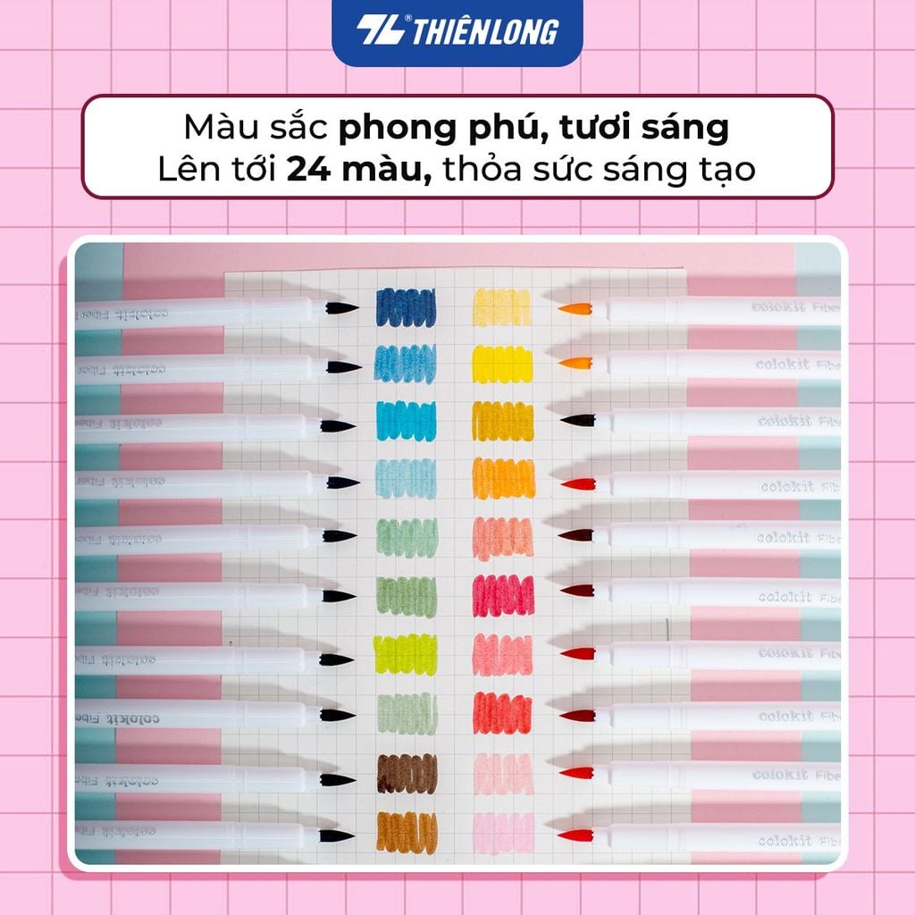 Bút lông 24 màu Candy Morandi đầu Brush Thiên Long Colokit FP-C018