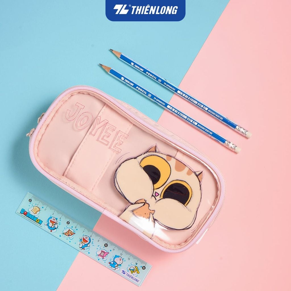 Túi - Bóp viết Thiên Long Joyee họa tiết thú cưng dễ thương PCA-025/JO – Hộp bút dây kéo chất liệu chống thấm