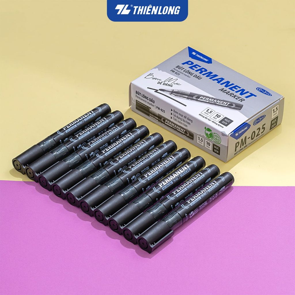 Combo 10 Bút lông dầu - Permanent Marker Thiên Long PM-025 - Bơm mực dễ dàng