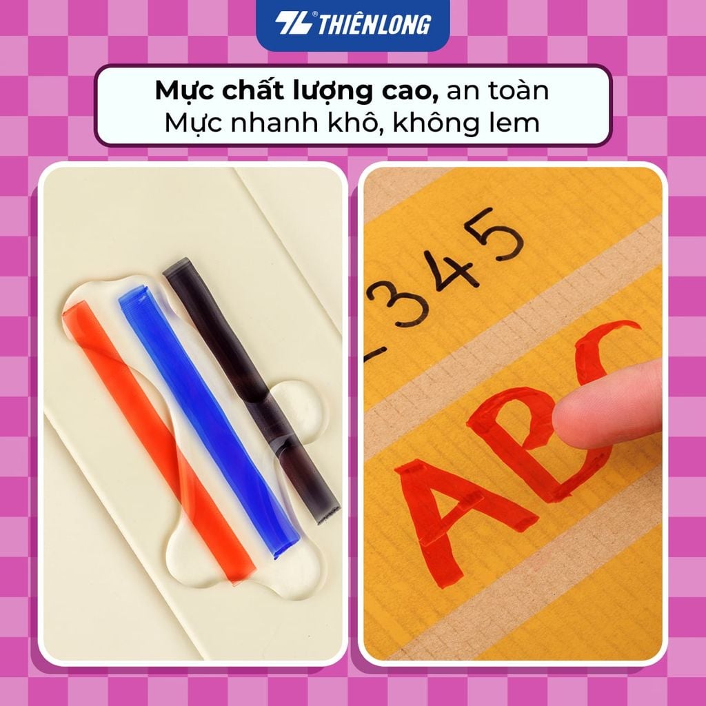 Bút lông dầu Thiên Long 2 đầu mực - Permanent Marker PM-024 - Kết hợp đầu rọc thùng