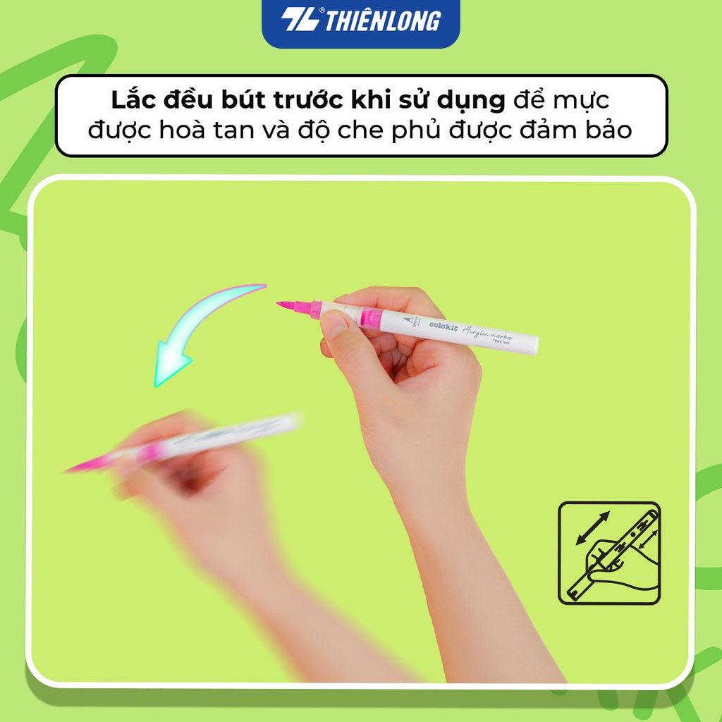 Pastel Acrylic Markers Bút sơn/ Bút lông 6/12/24 màu ThiênLong Colokit - Màu sắc tươi sáng, Mượt tay đều màu