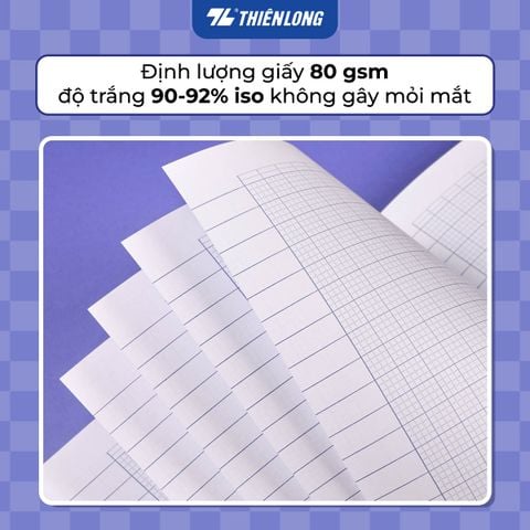 Combo 5 Tập học sinh Thiên Long PeTiTe 96 trang 4 ô Ly vuông 2mm 80 gsm TP-NB053 – Mẫu ngẫu nhiên