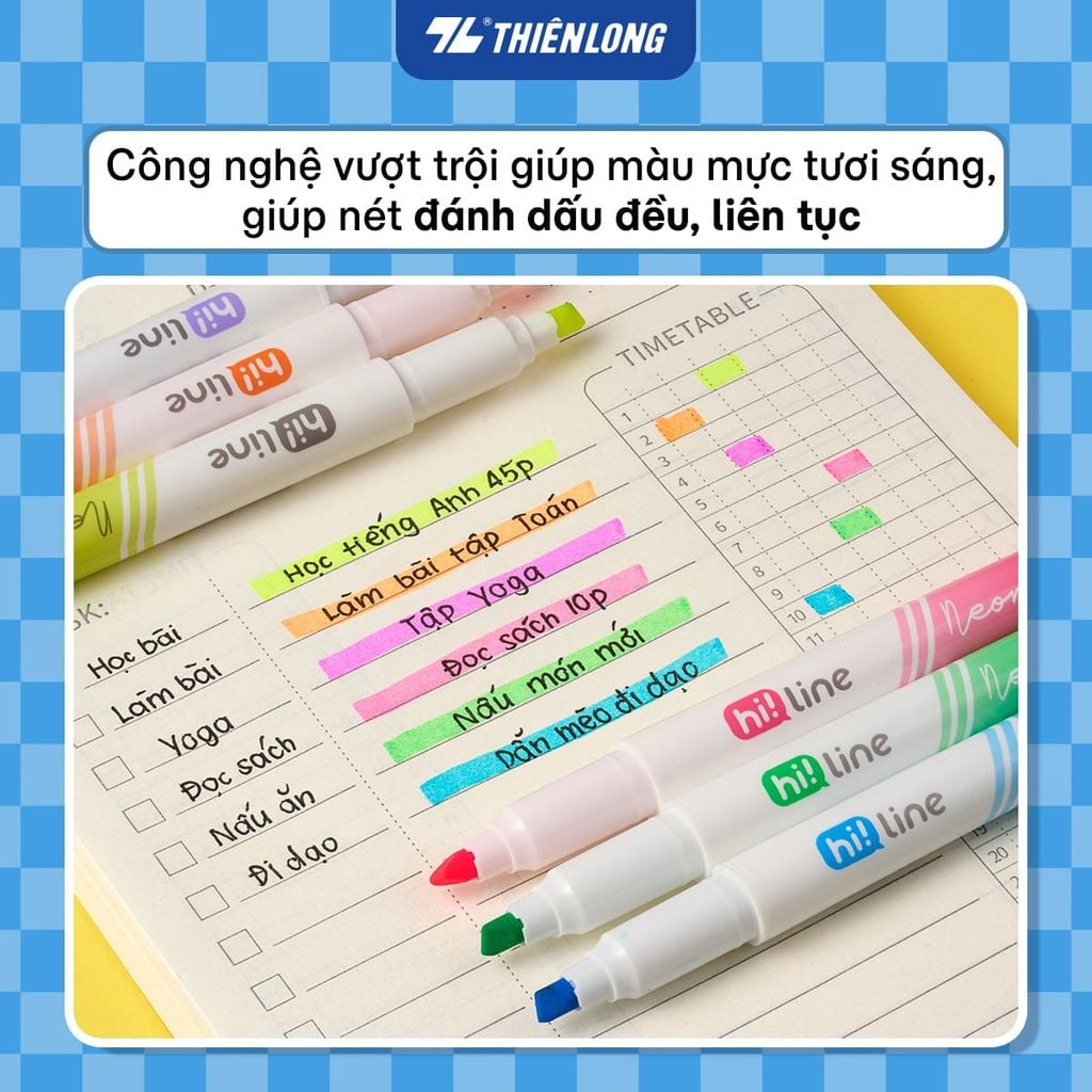 Bút dạ quang Thiên Long HL-03/PLUS - 2 đầu bút siêu mềm, lướt giấy nhẹ êm