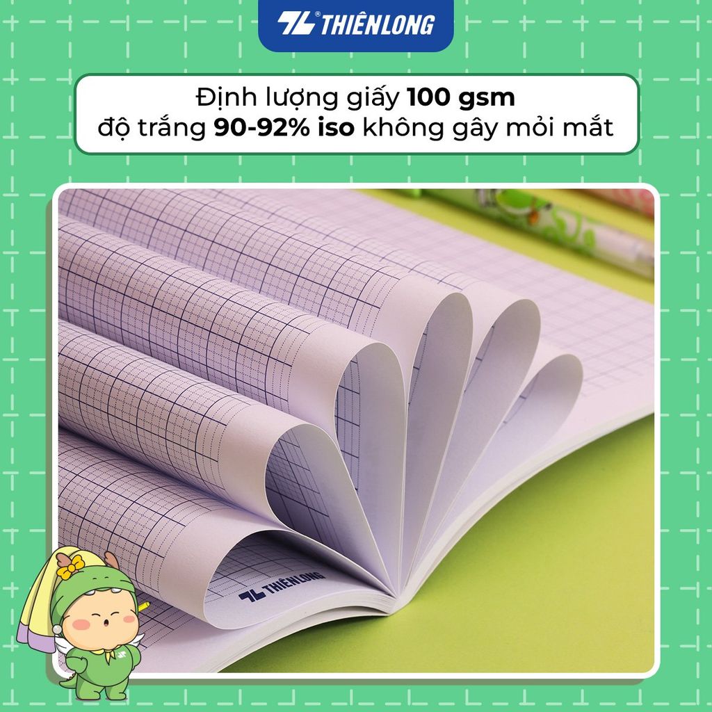 [TẶNG 02 CUỐN] Combo 10 Tập học sinh 96 trang 4 ô ly vuông 2mm 100gsm NB-124 Thiên Long - Mẫu ngẫu nhiên