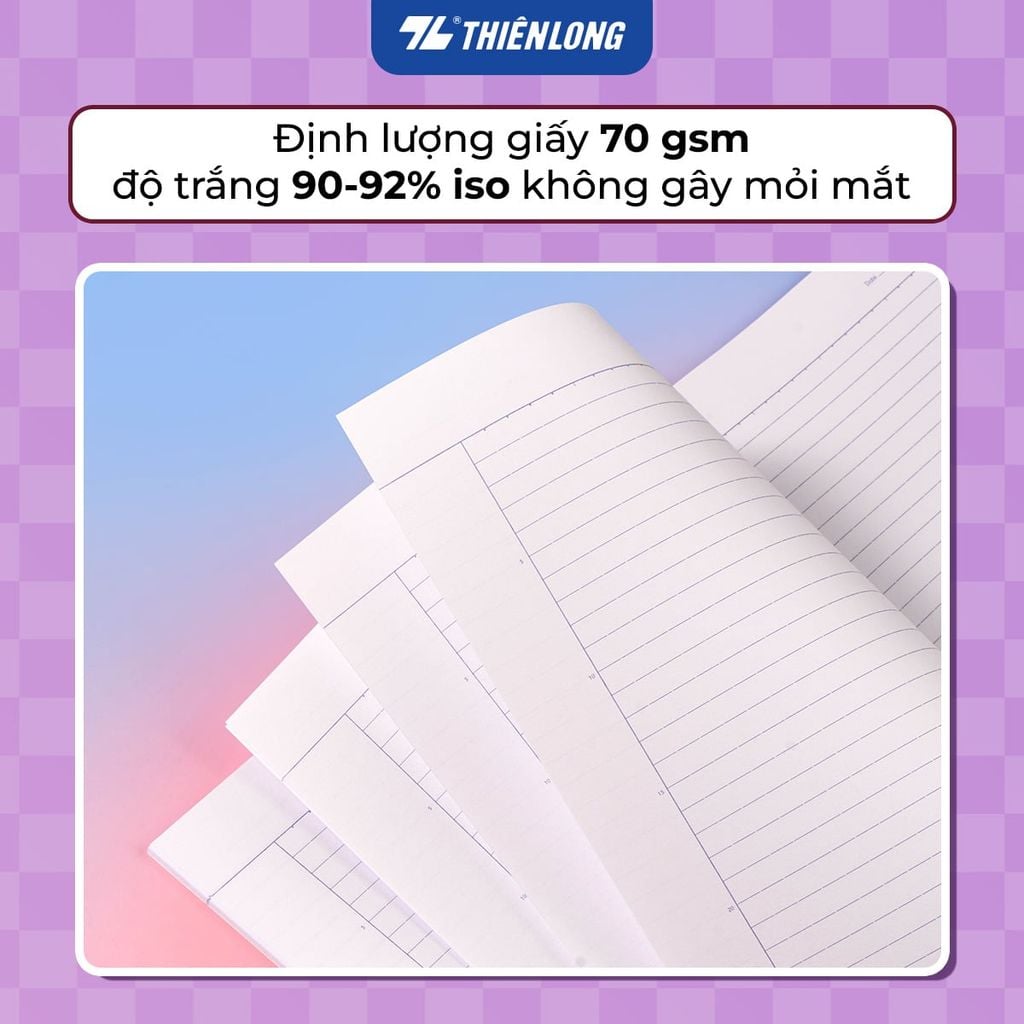 Tập dán gáy 120 trang kẻ ngang 7mm 70 gsm Thiên Long Buddies Travel NB-151