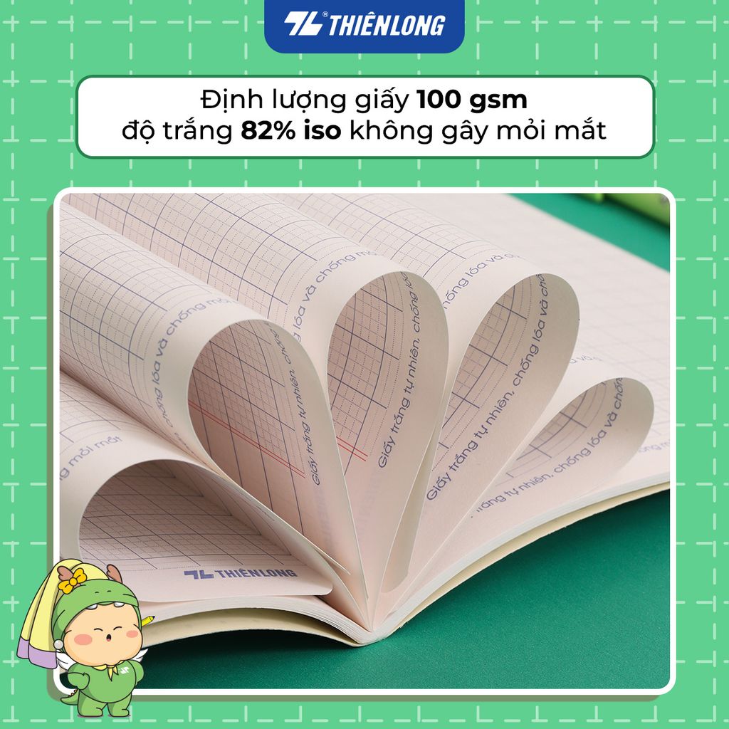 [TẶNG 02 CUỐN] Combo 10 Tập học sinh 80 trang 4 ô ly vuông 2.5mm 100gsm NB-123 Thiên Long - Mẫu ngẫu nhiên