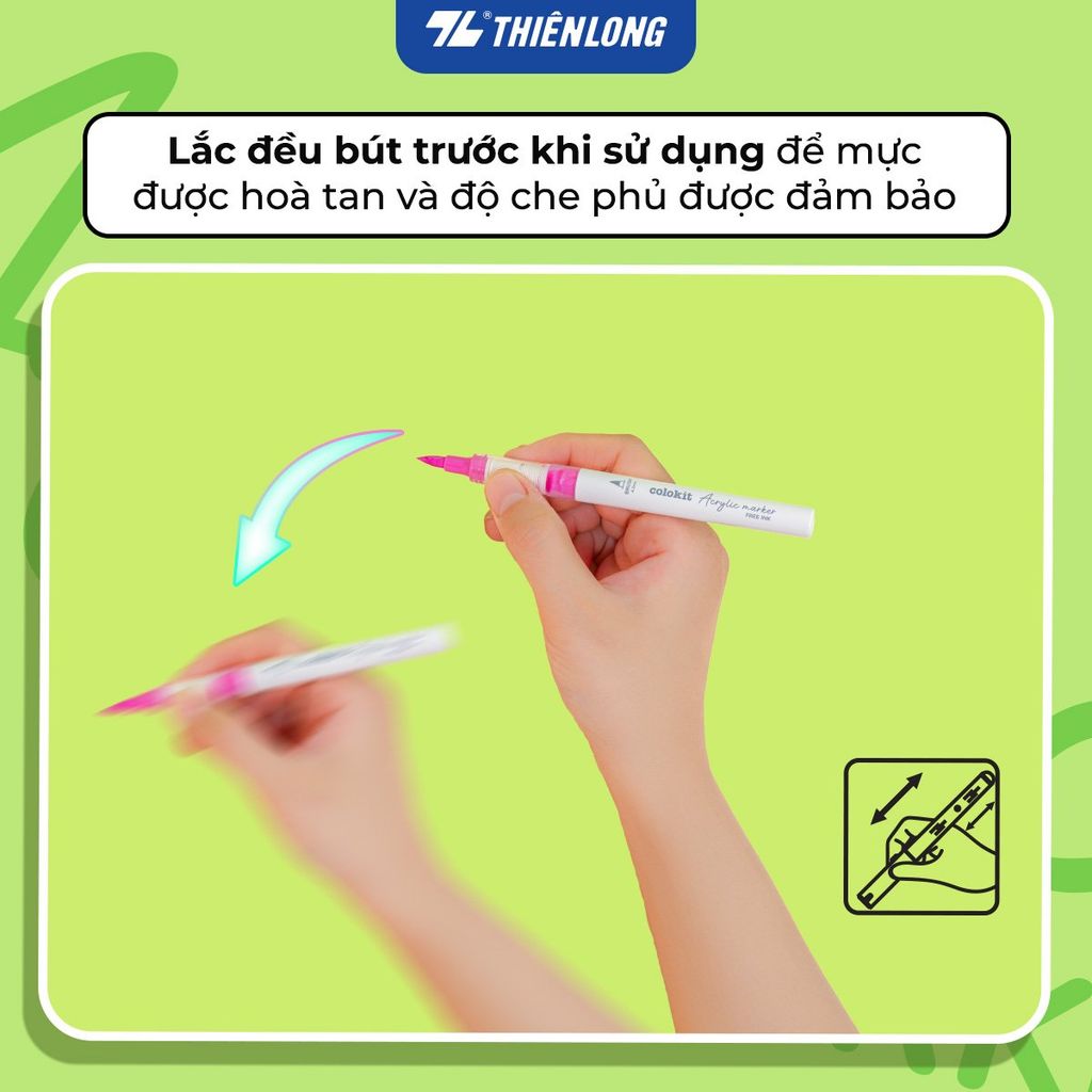 Acrylic Markers Bút sơn/ Bút lông 6/12/24 màu ThiênLong Colokit - Màu sắc tươi sáng, Mượt tay đều màu