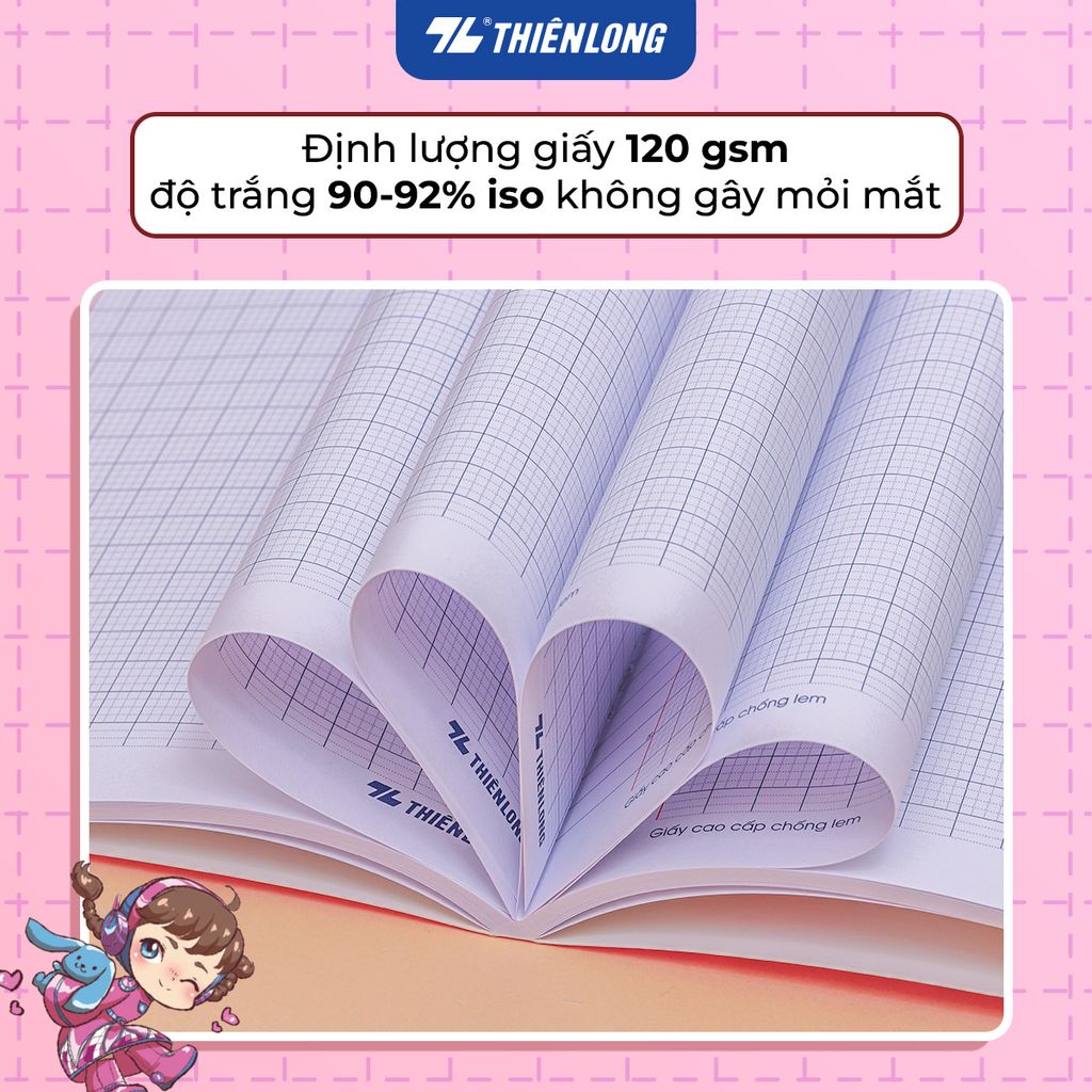 Tập học sinh chống lem 96 trang 4 ô ly vuông 2mm 120gsm Thiên Long NB-121/AK - Akooland thế giới học cụ thần kỳ - Mẫu ngẫu nhiên