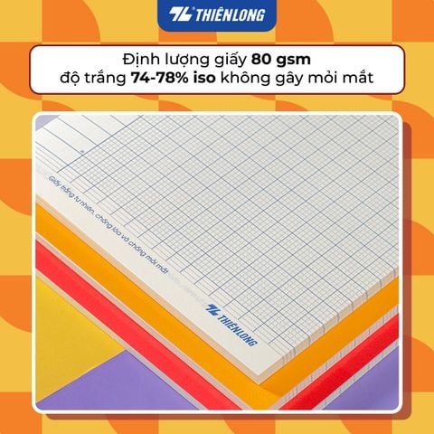 Tập học sinh chống lóa 96 trang 4 ô ly vuông 2mm 80gsm Thiên Long NB-133 - Mẫu ngẫu nhiên