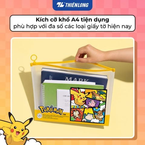 Túi tài liệu A4 khóa zip Thiên Long Pokémon CBF-009/PKM