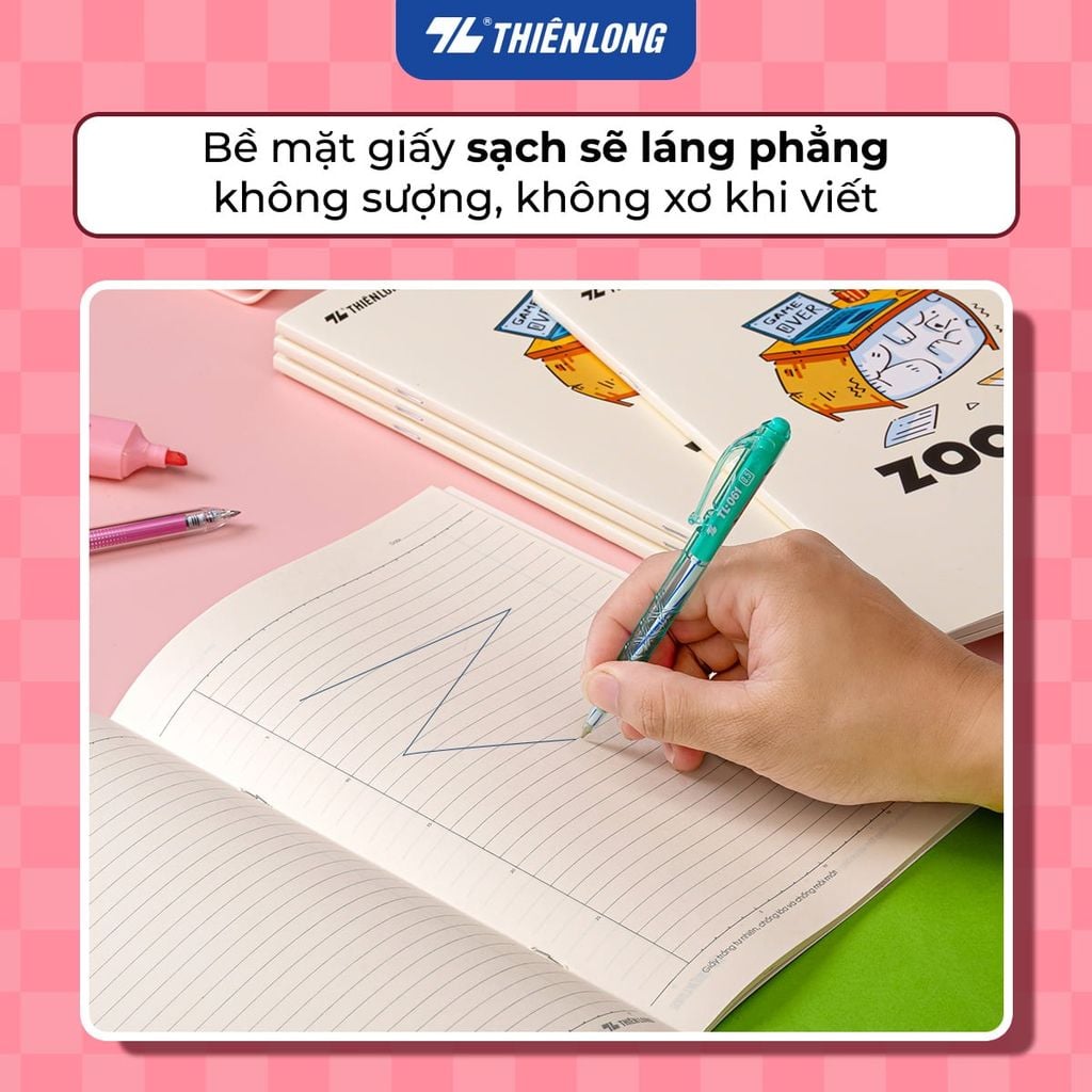 Tập học sinh Thiên Long ZOOTRI 120 trang 70gsm kẻ ngang 7mm – Chống lóa, dịu mắt