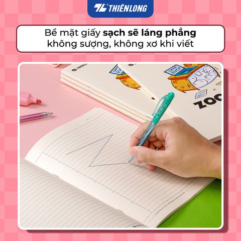 Tập học sinh Thiên Long ZOOTRI 120 trang 70gsm kẻ ngang 7mm NB-142 – Chống lóa, dịu mắt