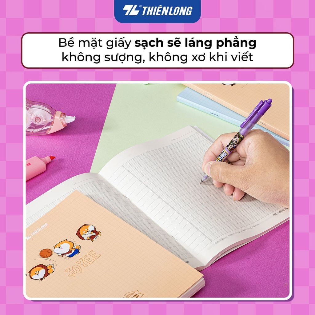 Tập học sinh chống lóa 4 ô ly ngang 2mm 200 trang 70 gsm Thiên Long Joyee NB-147