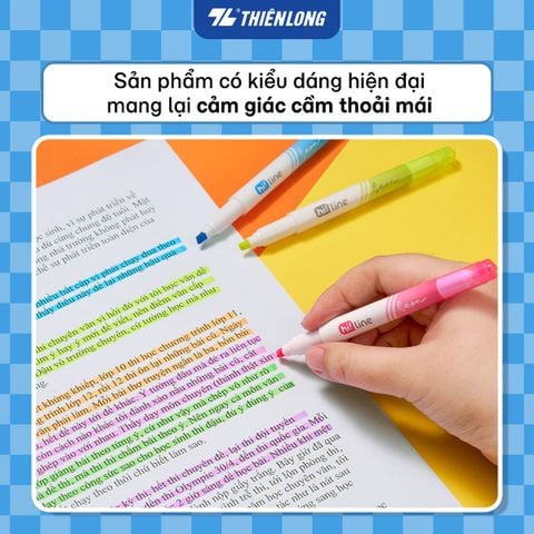 Bút dạ quang Thiên Long HL-03/PLUS - 2 đầu bút siêu mềm, lướt giấy nhẹ êm