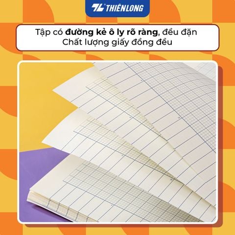 Tập học sinh chống lóa 96 trang 4 ô ly vuông 2mm 80gsm Thiên Long NB-133 - Mẫu ngẫu nhiên