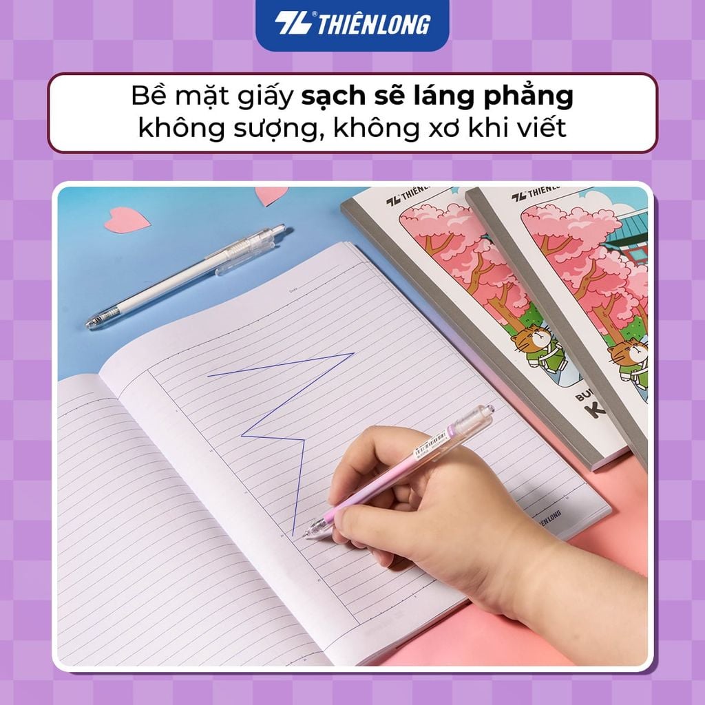 Tập dán gáy 120 trang kẻ ngang 7mm 70 gsm Thiên Long Buddies Travel NB-151