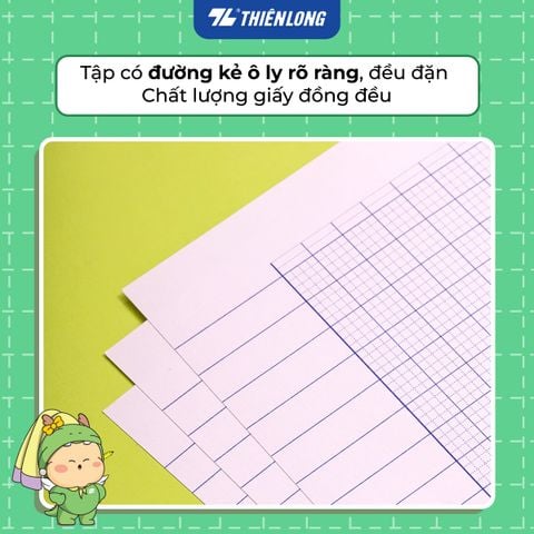 [TẶNG 02 CUỐN] Combo 10 Tập học sinh 96 trang 4 ô ly vuông 2mm 100gsm NB-124 Thiên Long - Mẫu ngẫu nhiên