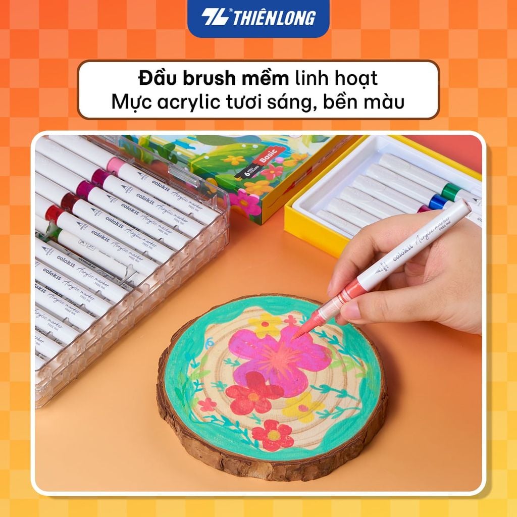 Acrylic Markers Bút sơn/ Bút lông 6/12/24 màu ThiênLong Colokit - Màu sắc tươi sáng, Mượt tay đều màu