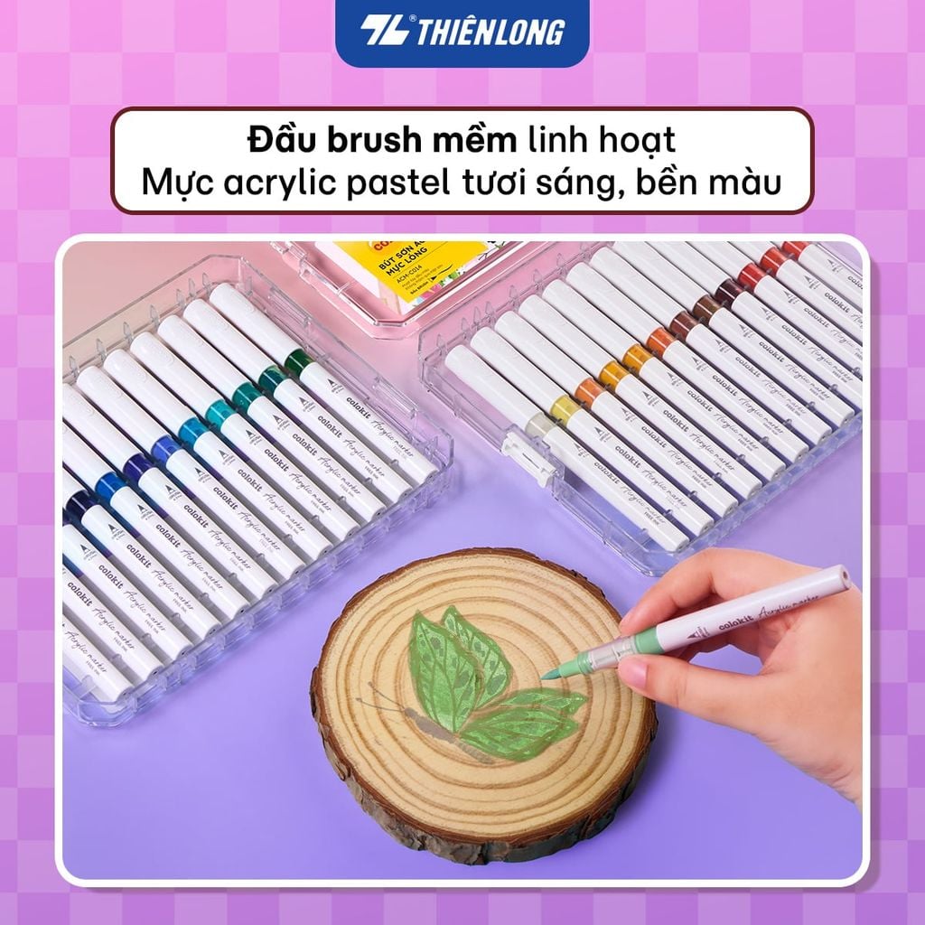 Pastel Acrylic Markers Bút sơn/ Bút lông 6/12/24 màu ThiênLong Colokit - Màu sắc tươi sáng, Mượt tay đều màu