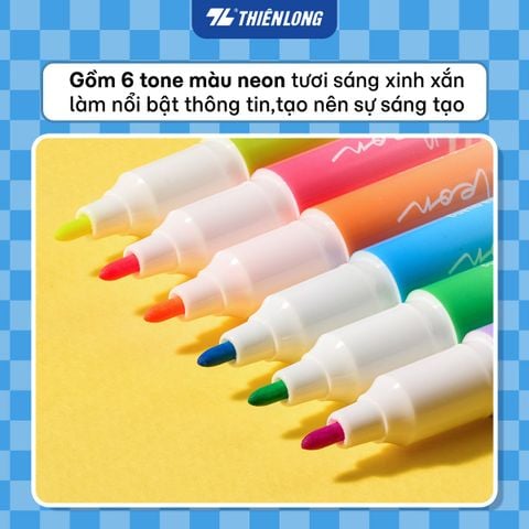 Bút dạ quang Thiên Long HL-03/PLUS - 2 đầu bút siêu mềm, lướt giấy nhẹ êm