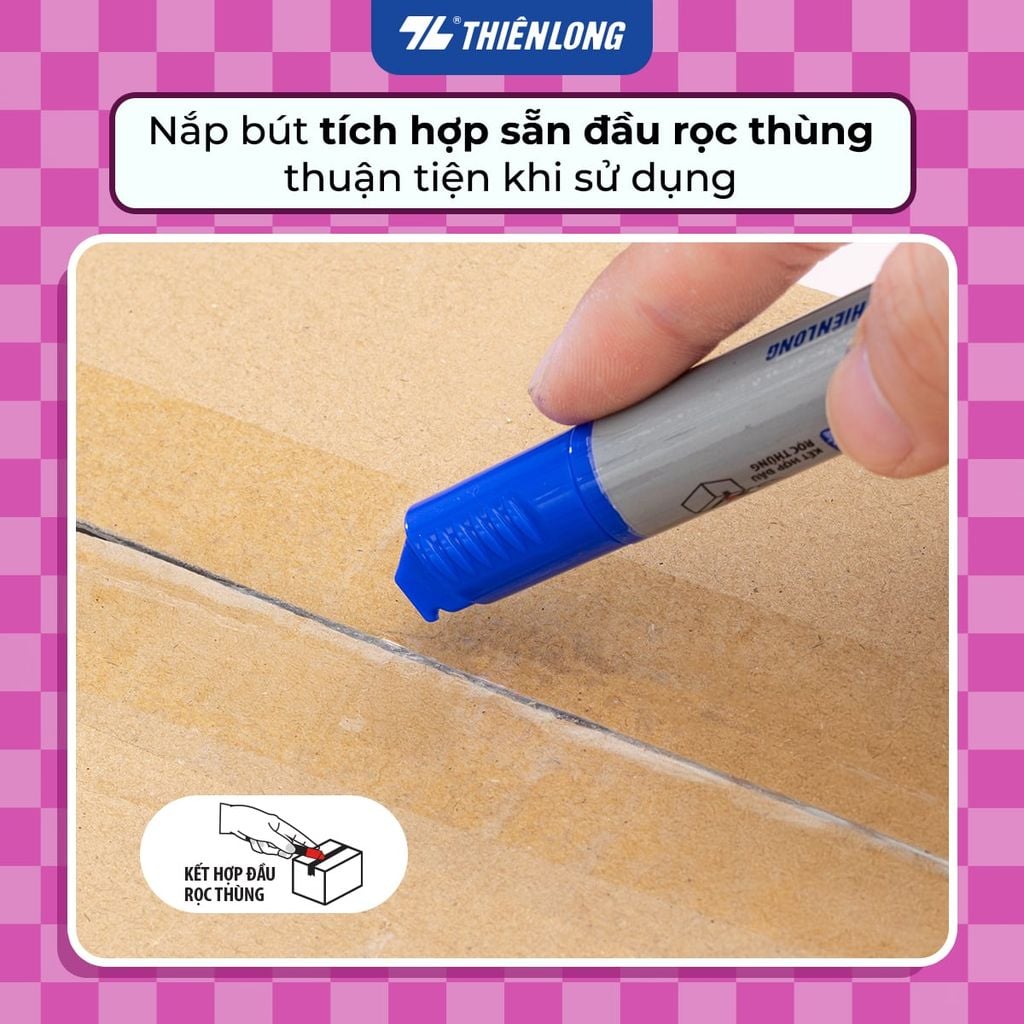 Bút lông dầu Thiên Long 2 đầu mực - Permanent Marker PM-024 - Kết hợp đầu rọc thùng