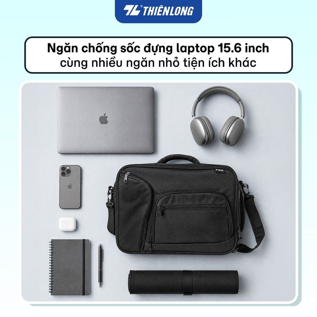 Cặp - Balo đa năng Thiên Long BP-042/01 – 2 kiểu đeo, chống sốc laptop 15.6 inch