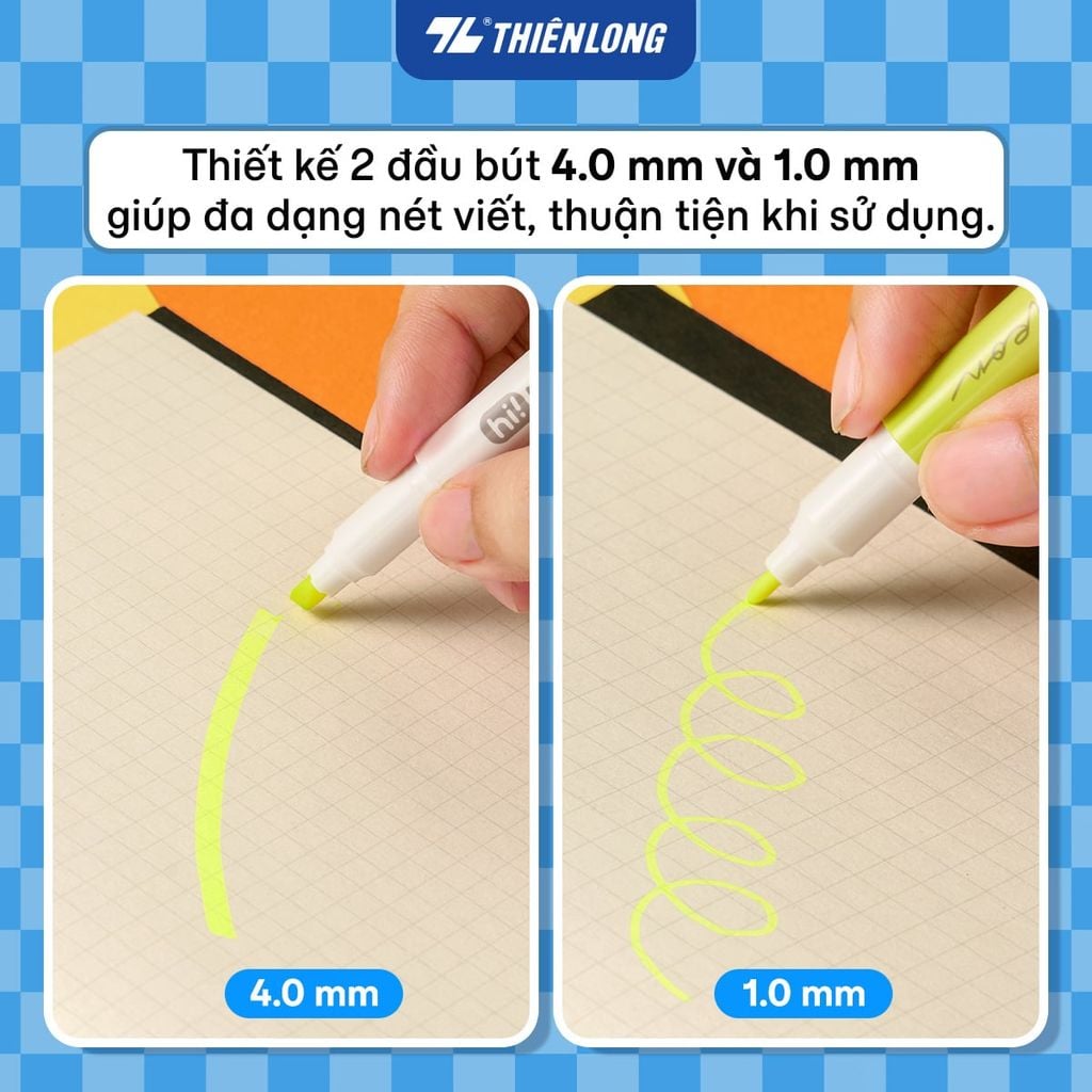 Bút dạ quang Thiên Long HL-03/PLUS - 2 đầu bút siêu mềm, lướt giấy nhẹ êm