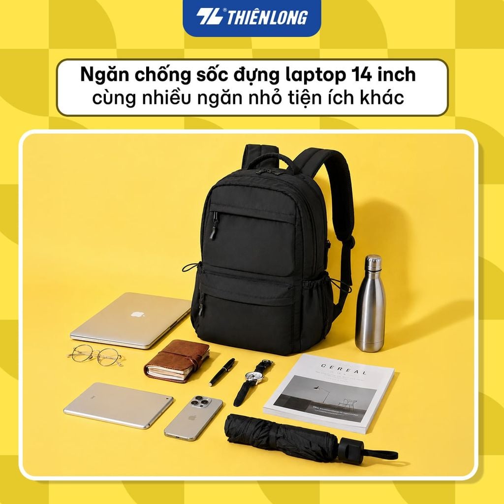 Cặp - Balo Thiên Long ShieldPack BP-040 – Chống trộm, siêu nhẹ 460g, chống sốc laptop 14 inch