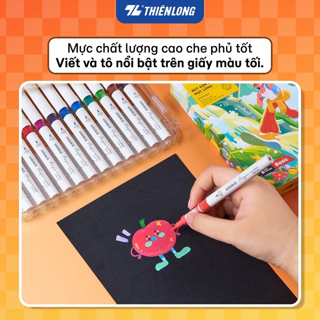 Acrylic Markers Bút sơn/ Bút lông 6/12/24 màu ThiênLong Colokit - Màu sắc tươi sáng, Mượt tay đều màu
