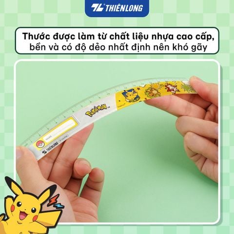 Thước kẻ nhựa trong Thiên Long Pokémon 20cm SR-039/PKM – Phiên Bản Pikachu Dễ Thương