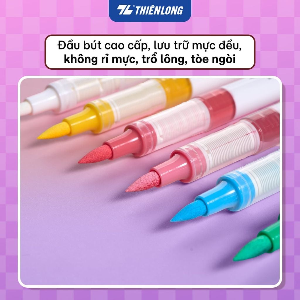 Pastel Acrylic Markers Bút sơn/ Bút lông 6/12/24 màu ThiênLong Colokit - Màu sắc tươi sáng, Mượt tay đều màu